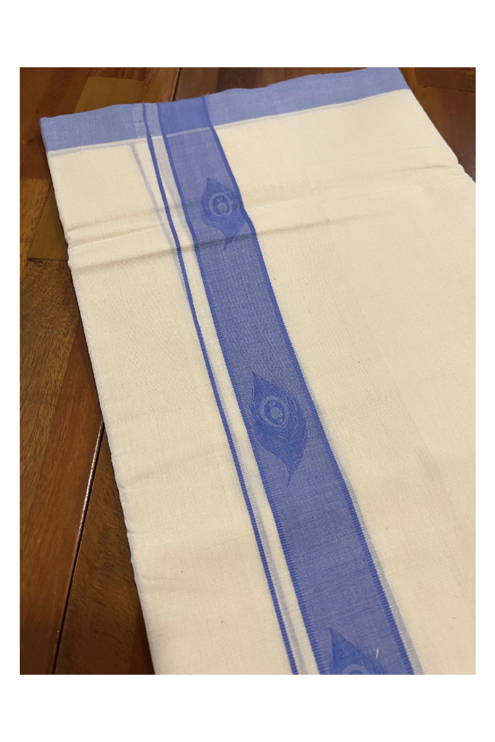 Southloom Balaramapuram Pure Cotton Handloom Mundu with Violet Printed Border