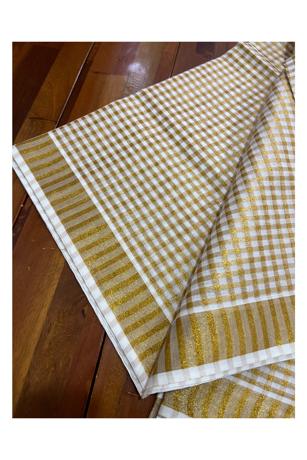 Kerala Cotton Kasavu Check Design Saree