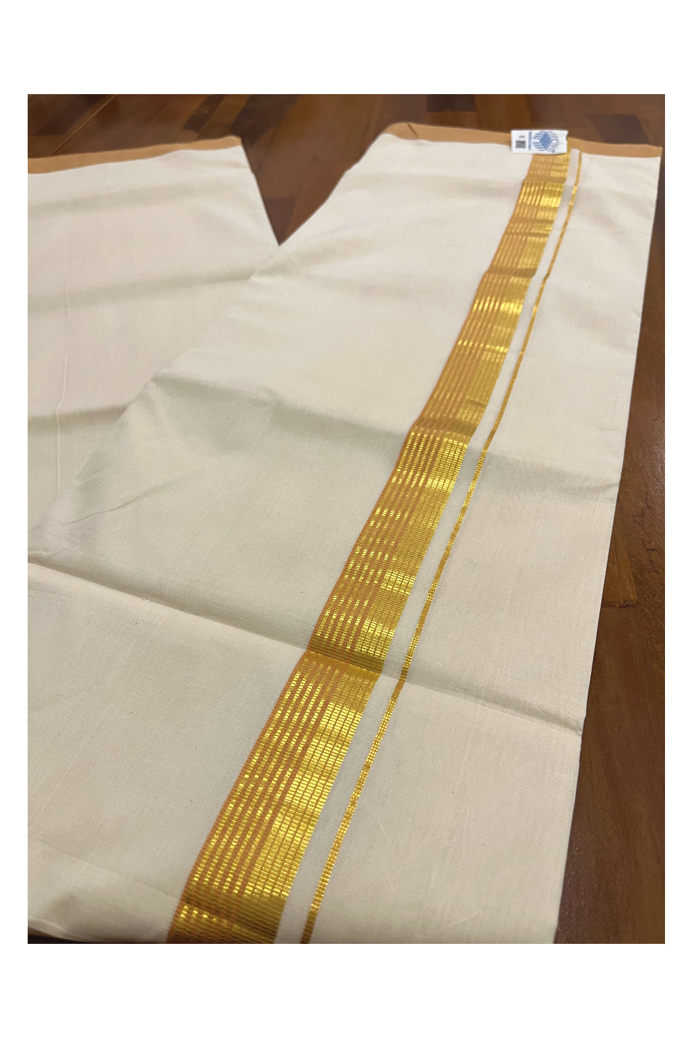 Southloom Premium Unakkupaavu Handloom Wedding Mundu with Orange and Kasavu Border