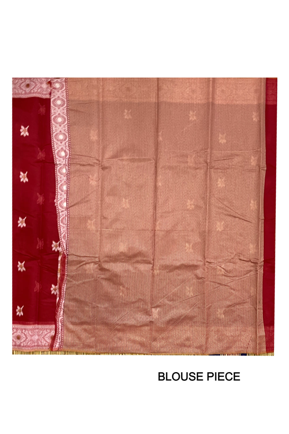 Southloom Cotton Dark Orange Saree with White Woven Designs on Border