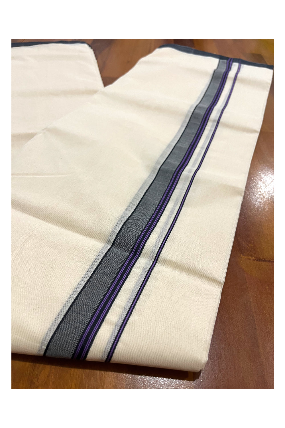 Southloom Premium Handloom Double Mundu with Black Border (South Indian Kerala Dhoti)