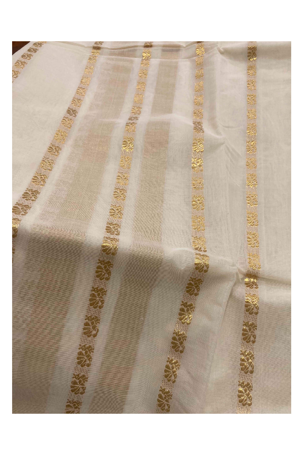 Southloom™ Handloom Kasavu Churidar Salwar Material with Peacock Woven Work (include Plain Shawl / Dupatta)