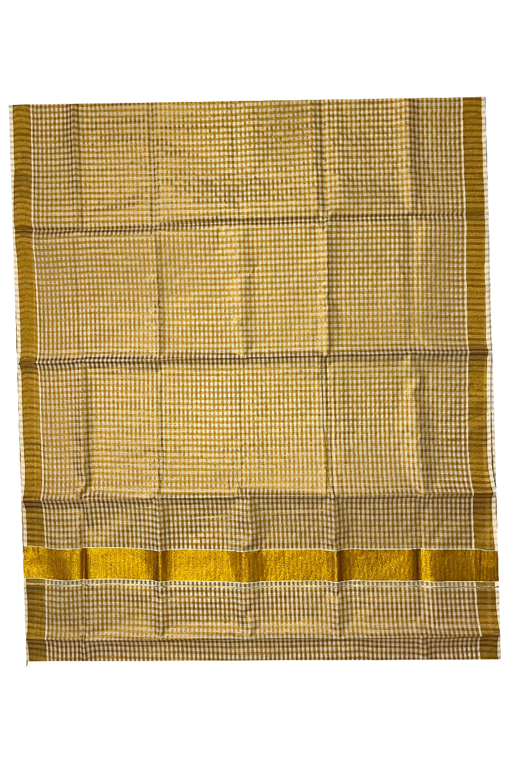 Kerala Cotton Kasavu Check Design Saree