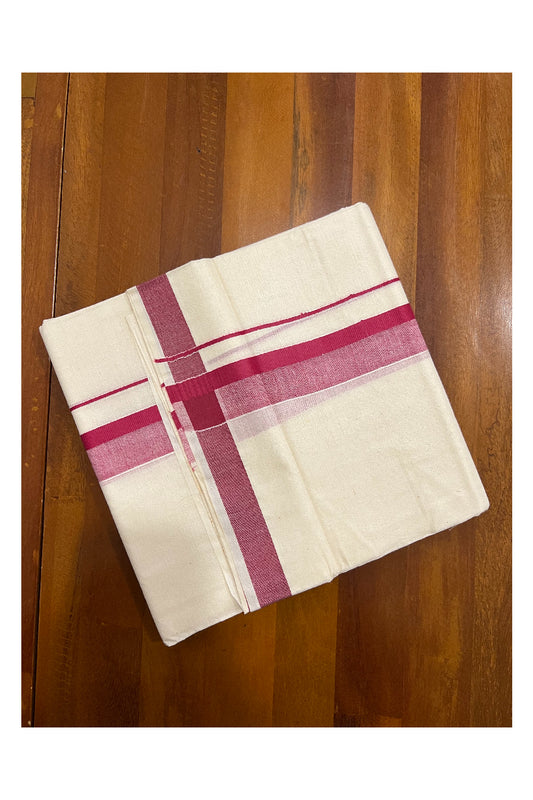 Off White Kerala Double Mundu with Red Shaded Kara (South Indian Dhoti)