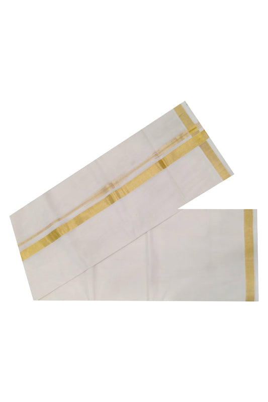 Southloom Handloom Wedding Dhoti with 1 inch Kasavu Puliyilakkara Design Border