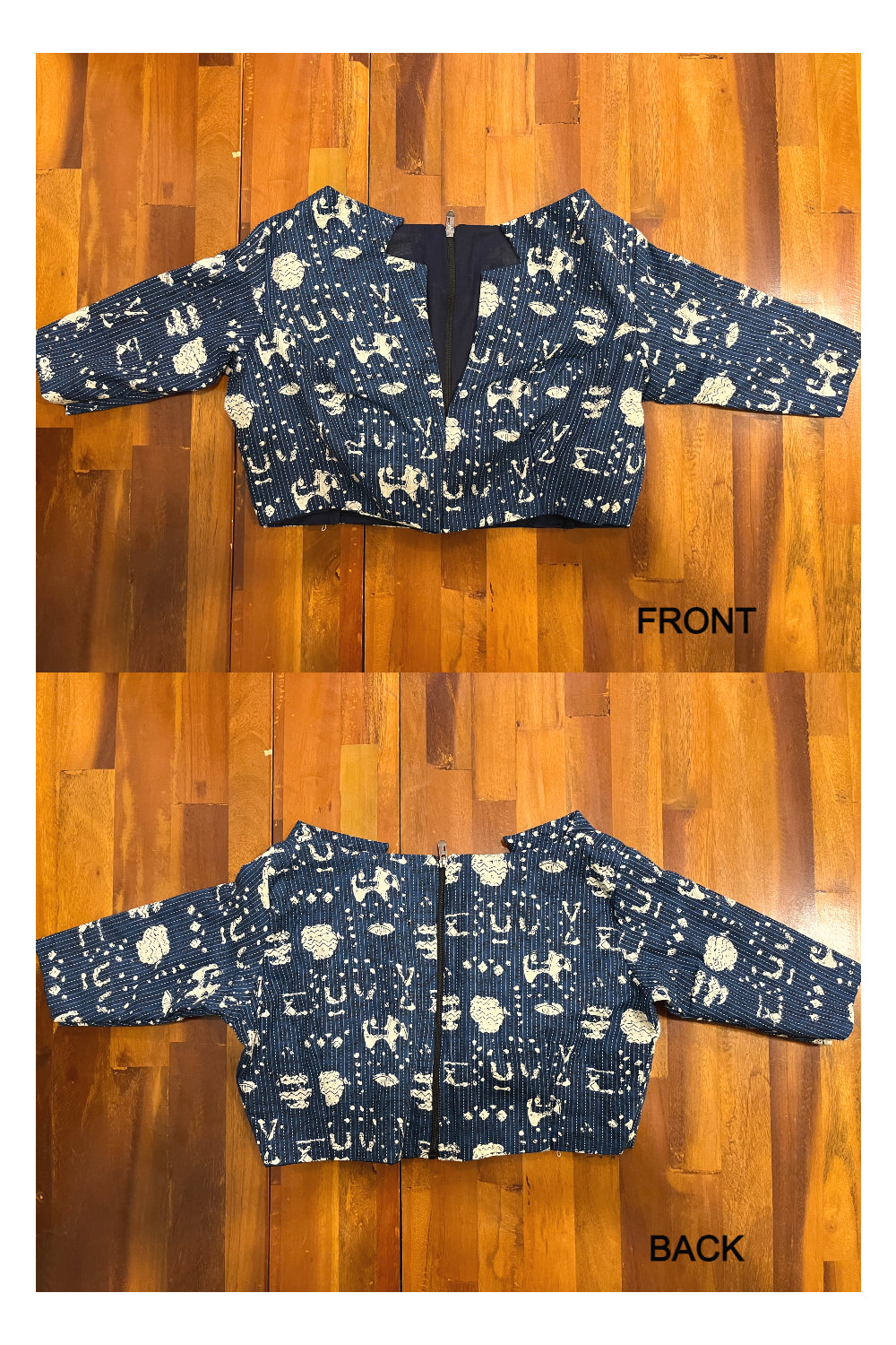 Southloom Navy Blue Printed Ready Made Blouse