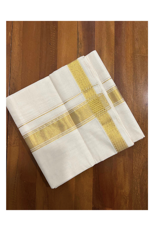 Southloom Kuthampully Handloom Pure Cotton Wedding Mundu with Kasavu Woven Kara (South Indian Dhoti)