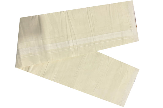 Off White Cotton Mundu with White Kara (South Indian Dhoti)