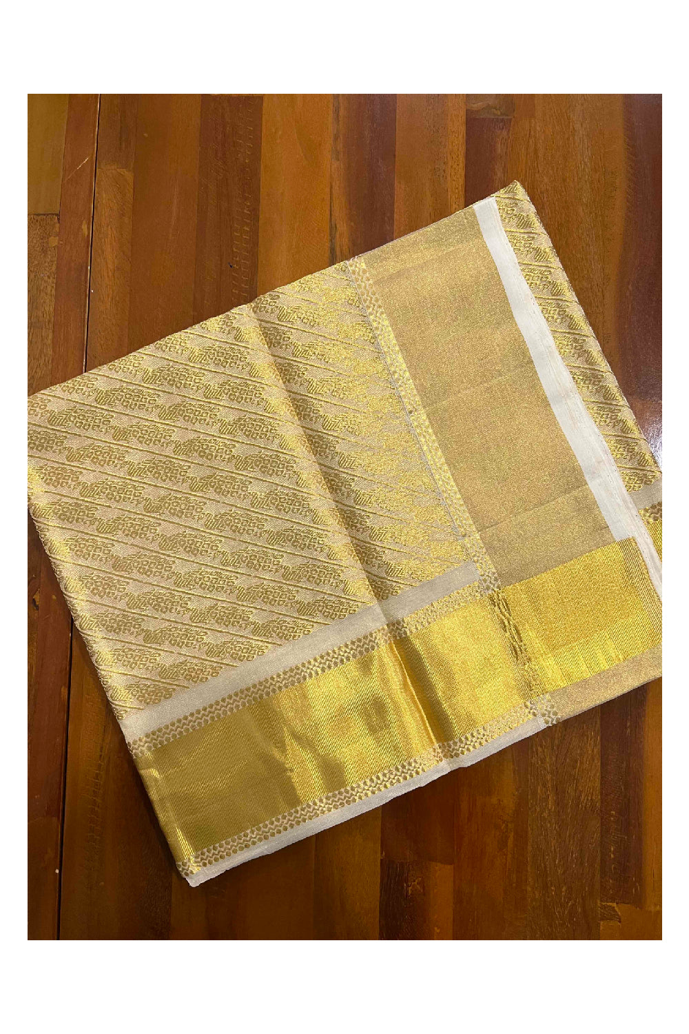 Southloom Premium Kuthampully Handloom Tissue Heavy Work Saree with Peacock Motifs