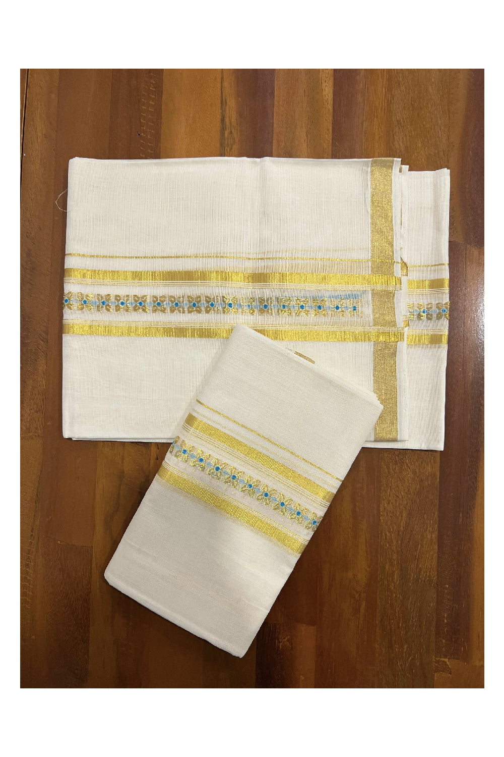 Southloom Handloom Premium Cotton Set Mundu with Kasavu Woven Work on Border