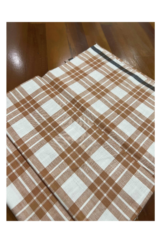 Southloom Premium Handloom Borderless Brown White Checkered Single Mundu (Lungi)