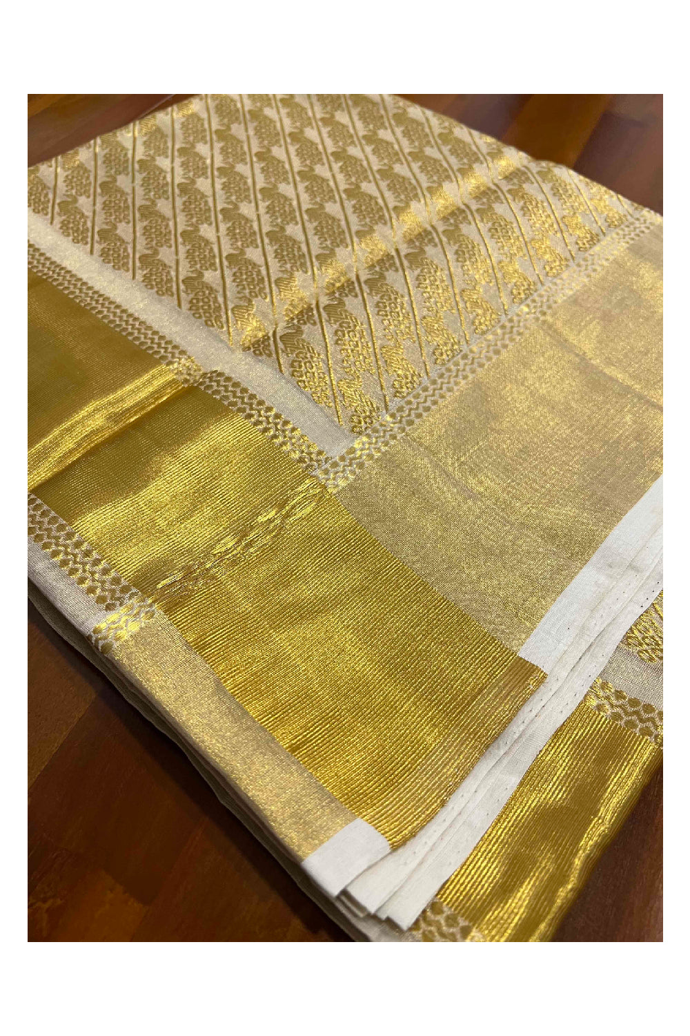 Southloom Premium Kuthampully Handloom Tissue Heavy Work Saree with Peacock Motifs