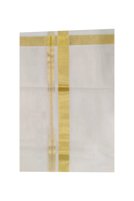 Southloom Handloom Wedding Dhoti with 1 inch Kasavu Puliyilakkara Design Border