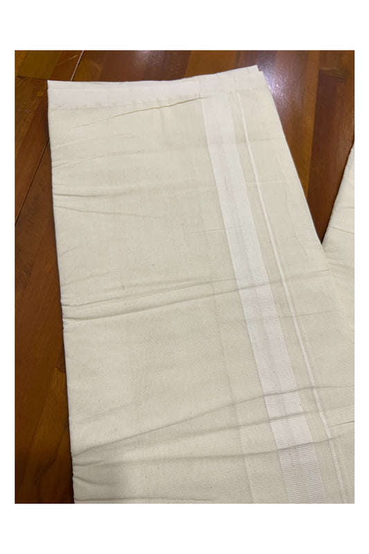 Off White Cotton Mundu with White Kara (South Indian Dhoti)