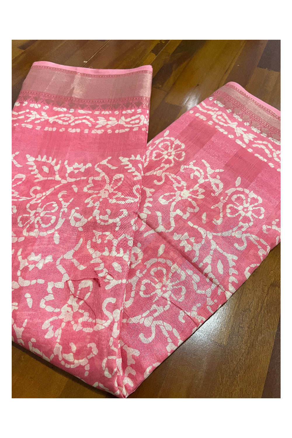 Southloom Baby Pink Cotton Printed Designer Saree
