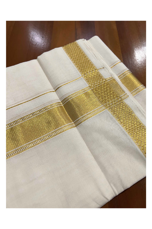 Southloom Kuthampully Handloom Pure Cotton Wedding Mundu with Kasavu Woven Kara (South Indian Dhoti)