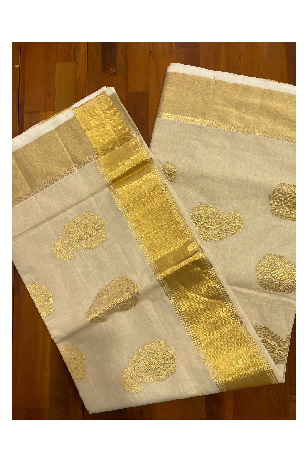 Southloom Balaramapuram Handloom Tissue Heavy Work Saree with Paisley Woven Design