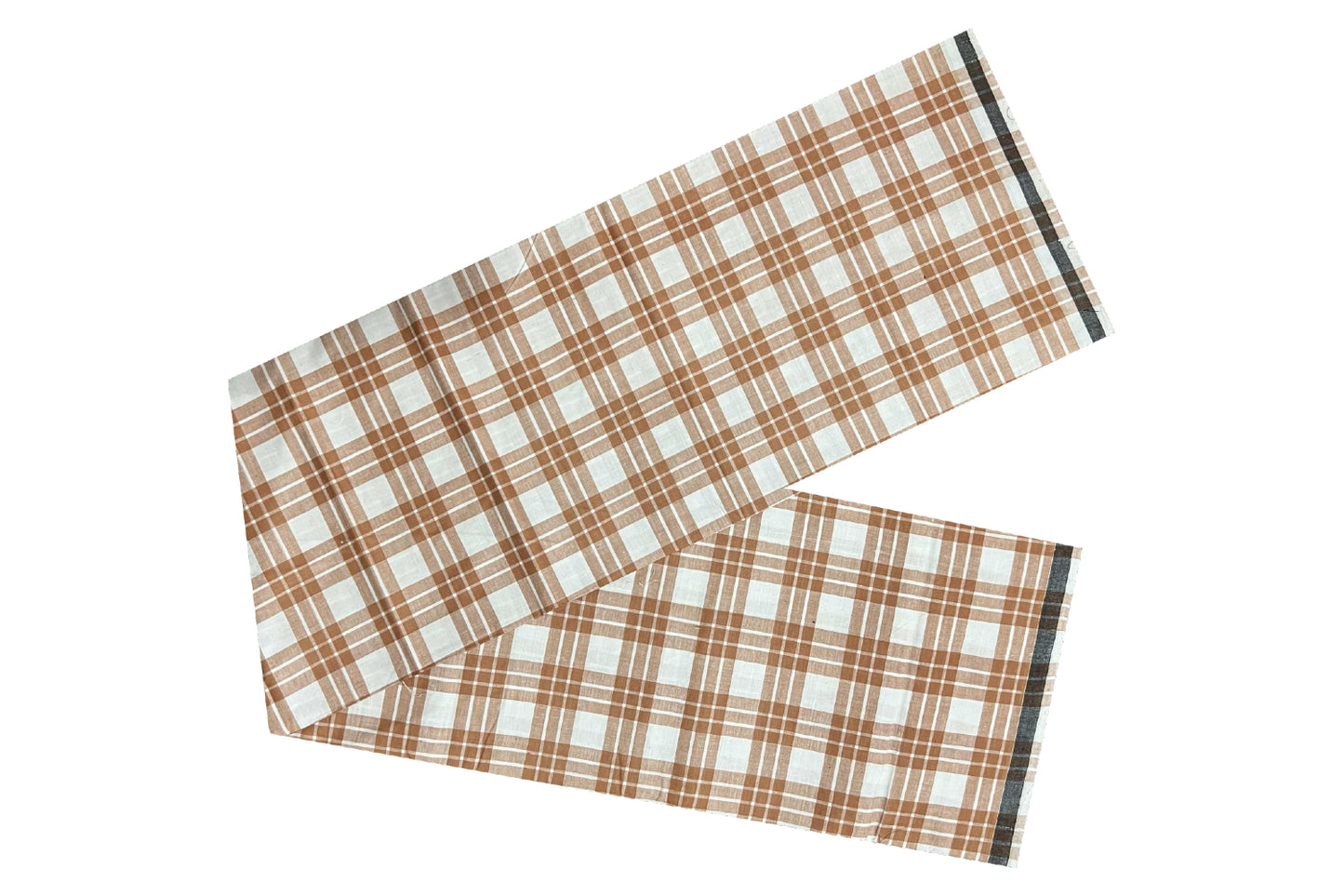 Southloom Premium Handloom Borderless Brown White Checkered Single Mundu (Lungi)