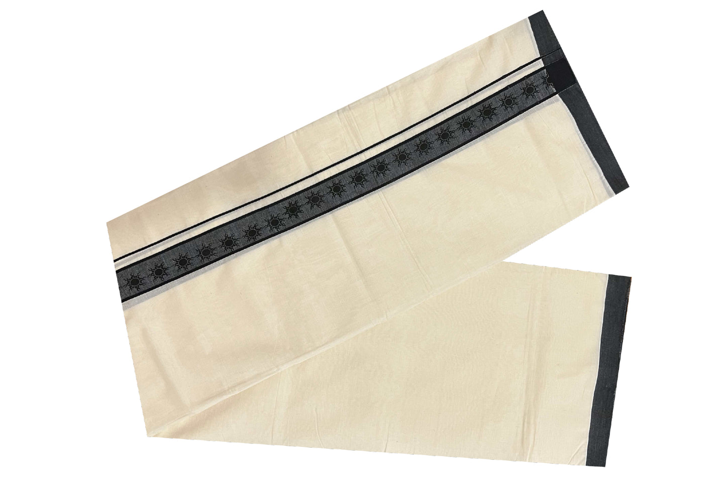 Southloom Balaramapuram Pure Cotton Handloom Mundu with Black Printed Border