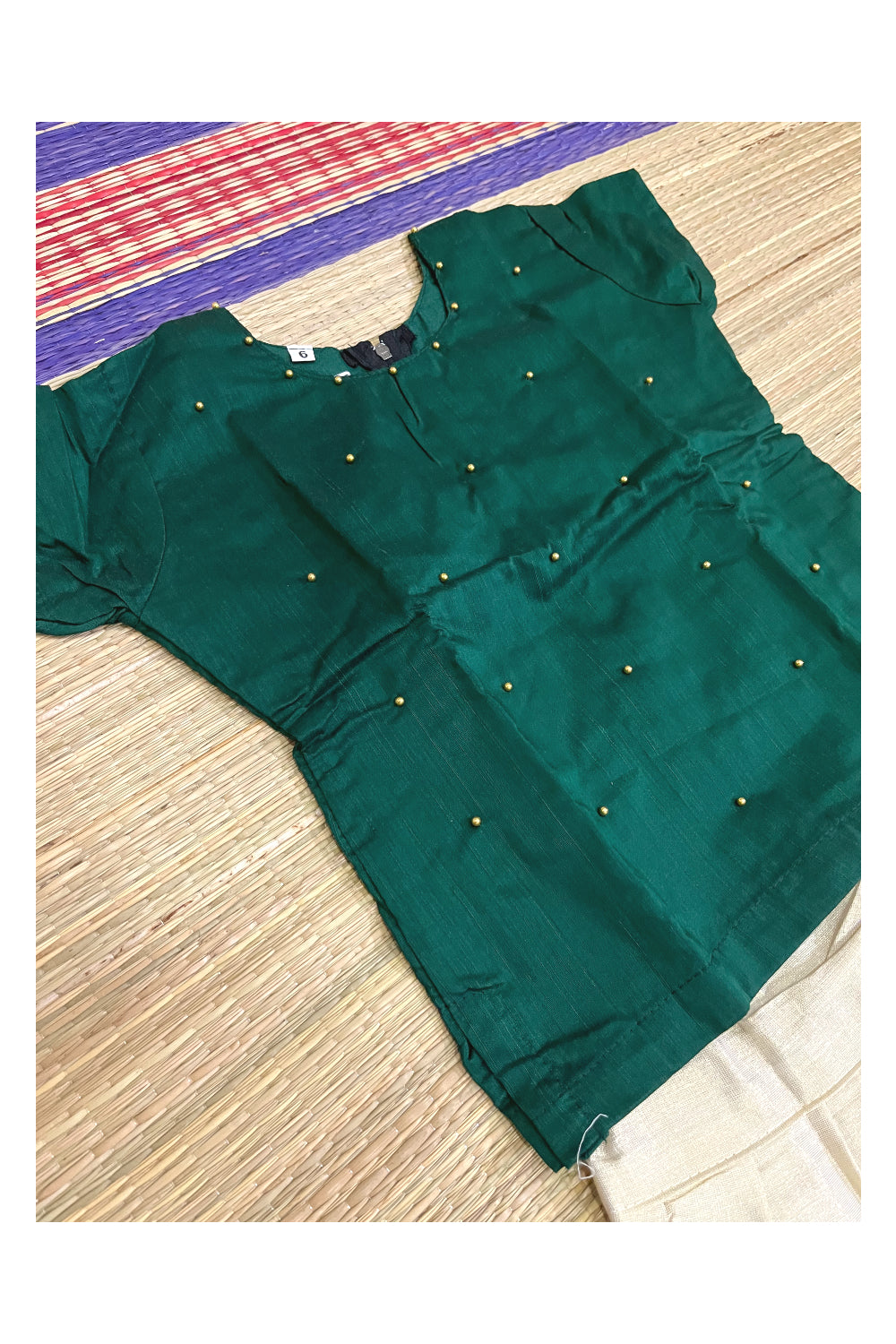 Southloom Kerala Pavada Blouse with Bead Work Design (Age- 6 Year)