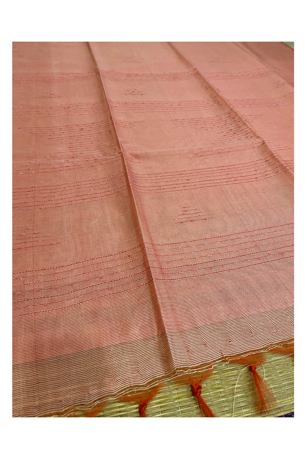 Southloom Cotton Orange Saree with Designer Thread works on Body