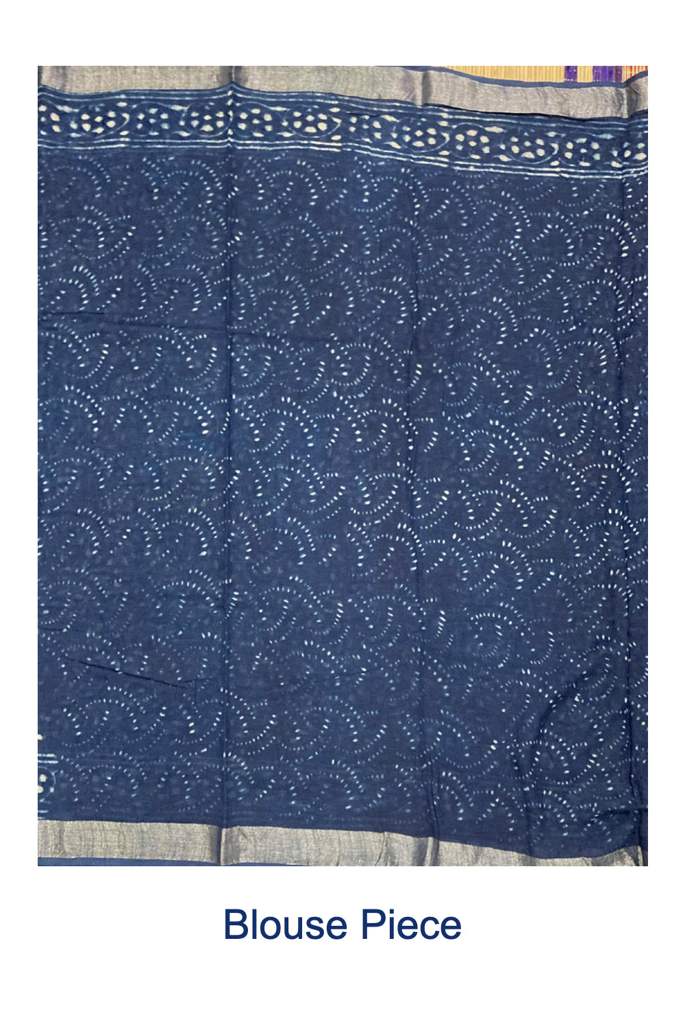 Southloom Linen Blue Designer Saree with White Leaves Patterns and Tassels