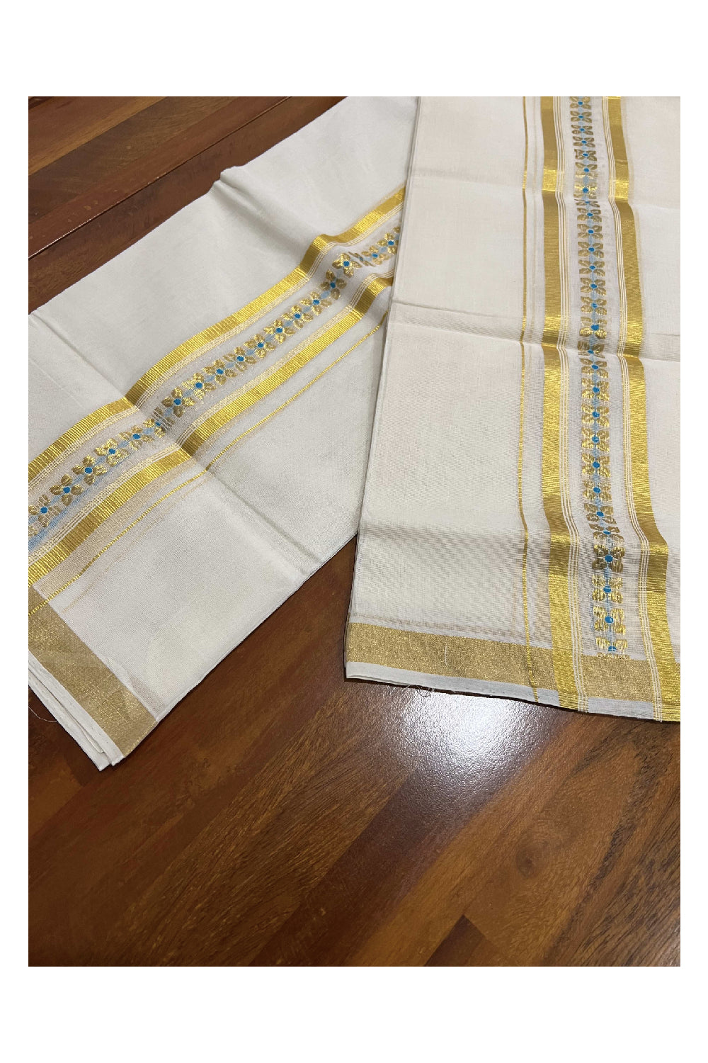 Southloom Handloom Premium Cotton Set Mundu with Kasavu Woven Work on Border