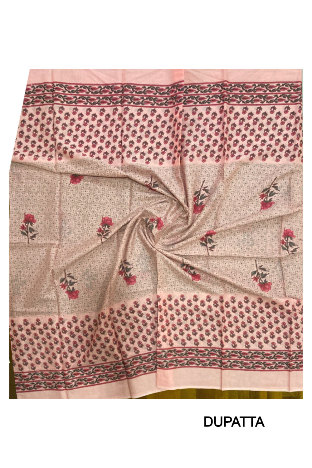 Southloom™ Cotton Churidar Salwar Suit Material in Pink Printed Design