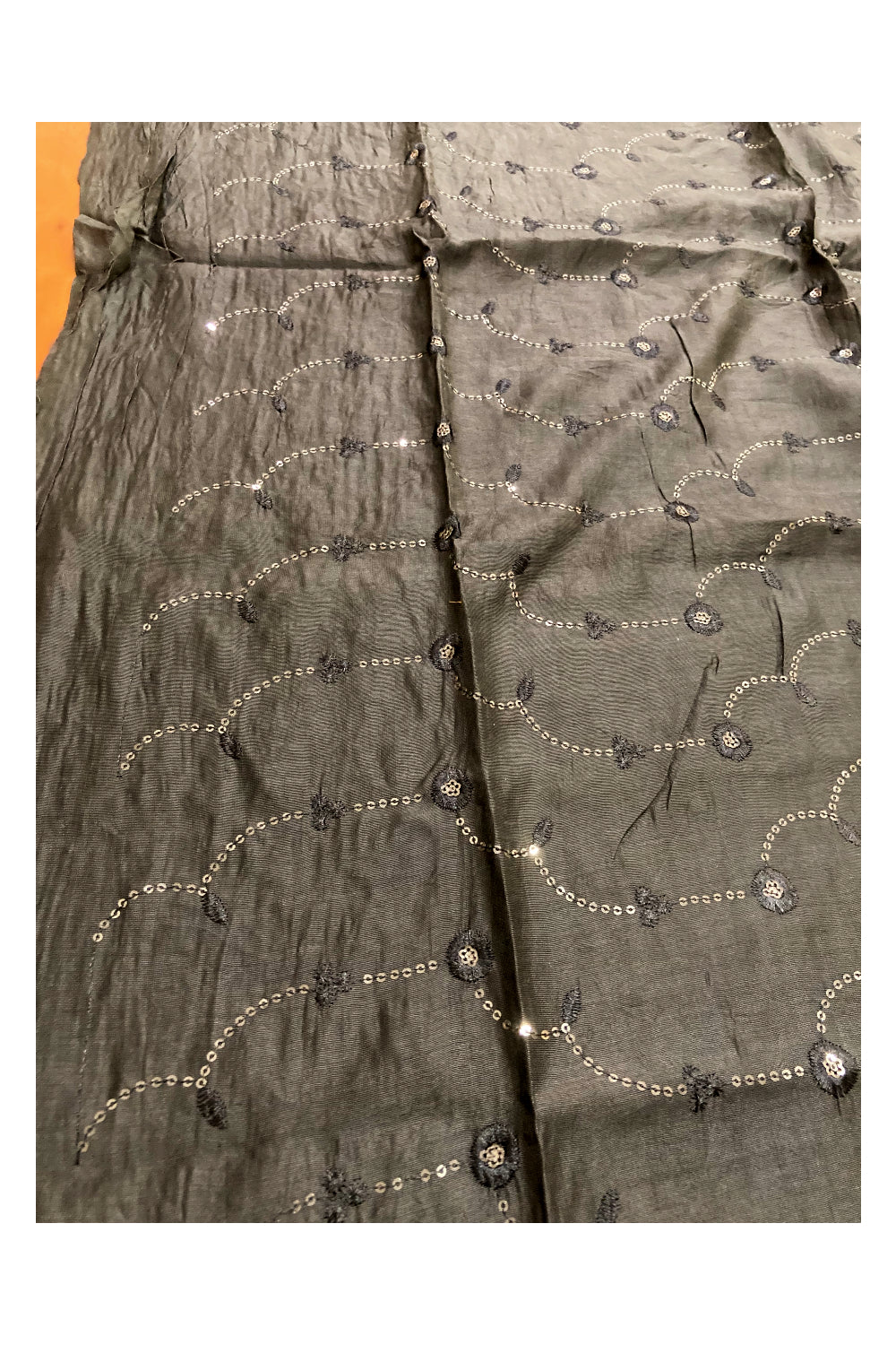 Southloom™ Semi Tussar Churidar Salwar Suit Material in Grey Beaded Design