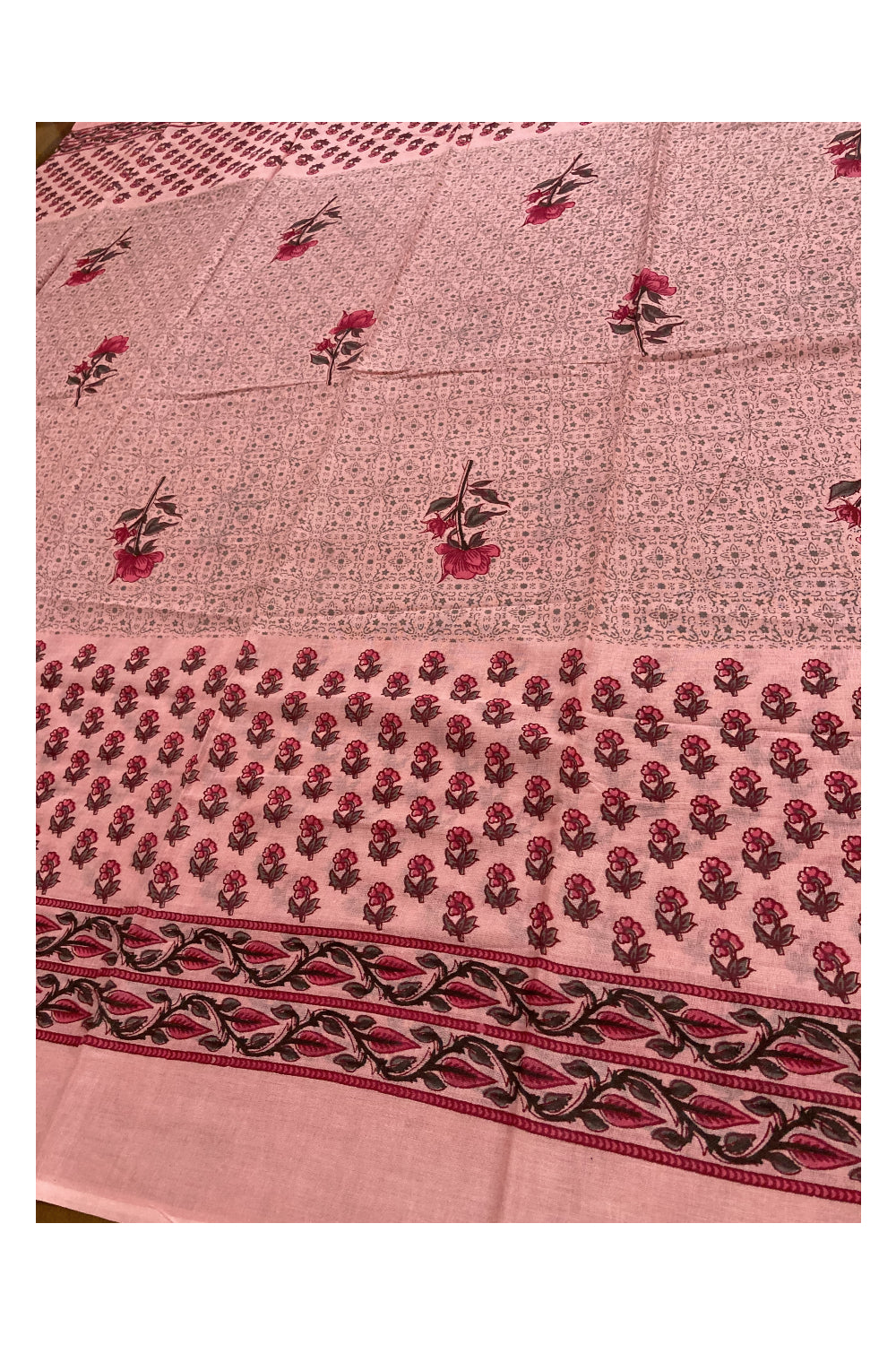 Southloom™ Cotton Churidar Salwar Suit Material in Pink Printed Design