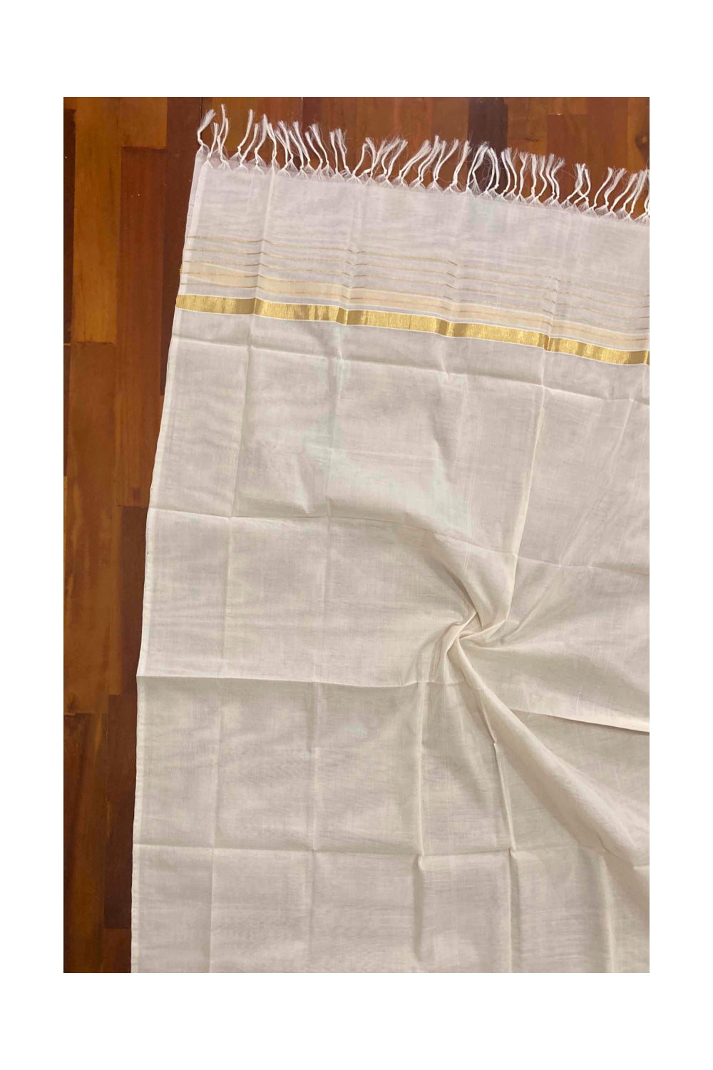 Southloom™ Handloom Kasavu Churidar Salwar Material with Peacock Stripes Woven Work (include Plain Shawl / Dupatta)