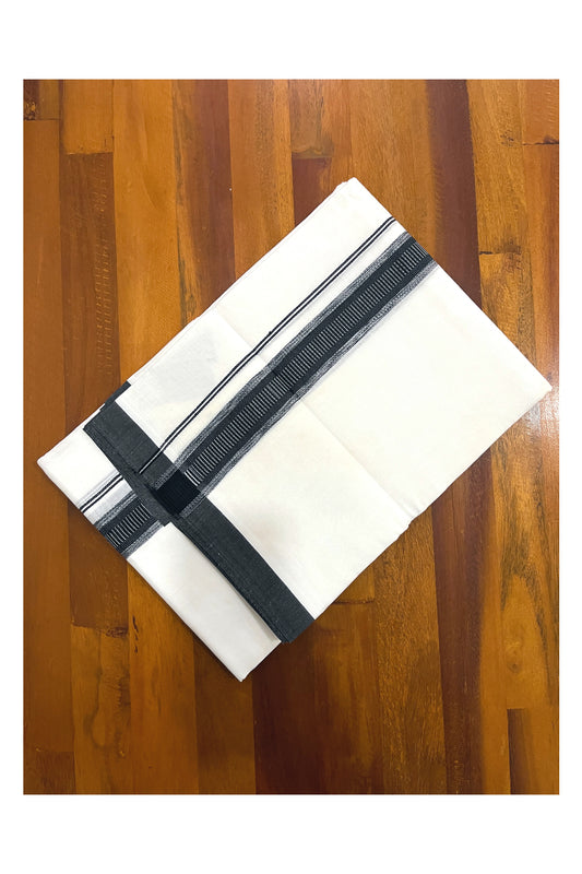 Pure White Cotton Double Mundu with Black Border (South Indian Dhoti)