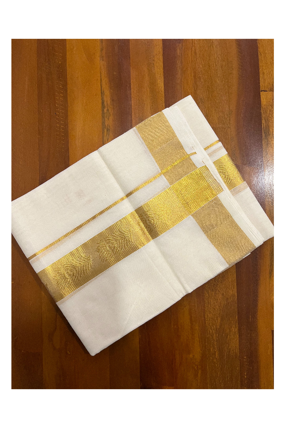 Southloom Premium Handloom Pure Cotton Wedding Mundu with Kasavu Woven Kara (South Indian Dhoti)