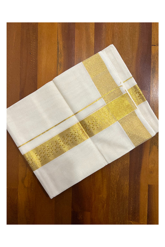 Southloom Balaramapuram Handloom Pure Cotton Wedding Mundu with Kasavu Woven Design Border (South Indian Dhoti)