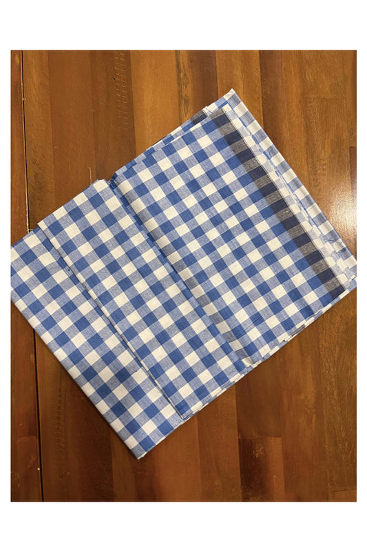 Southloom Premium Handloom Borderless Blue White Checkered Single Mundu (Lungi)