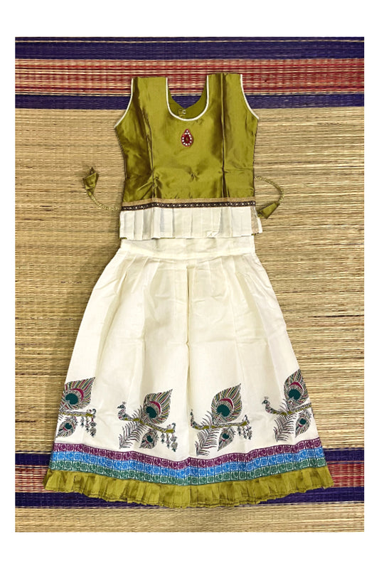 Southloom Kerala Pavada Blouse with Feather Flute Mural Design (Age- 6 Year)