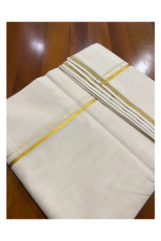 Off White Cotton Mundu with 1/4 inch Kasavu Kara (South Indian Dhoti)