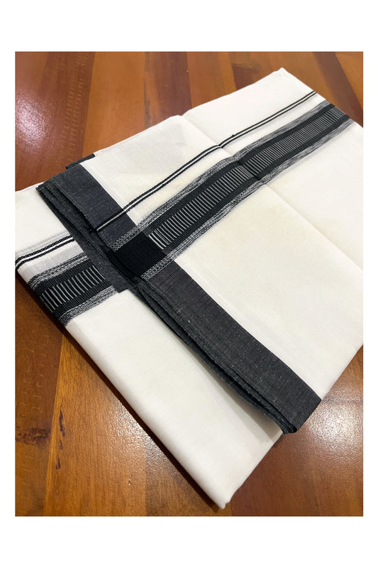 Pure White Cotton Double Mundu with Black Border (South Indian Dhoti)