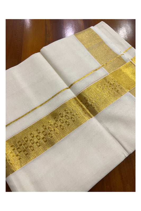 Southloom Balaramapuram Handloom Pure Cotton Wedding Mundu with Kasavu Woven Design Border (South Indian Dhoti)