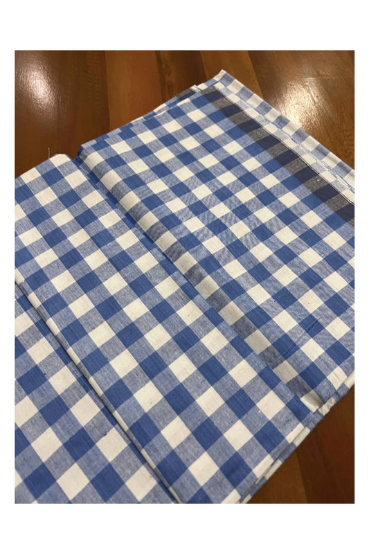 Southloom Premium Handloom Borderless Blue White Checkered Single Mundu (Lungi)