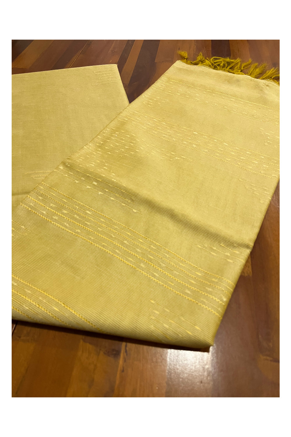 Southloom Cotton Golden Yellow Saree with Designer Thread works on Body