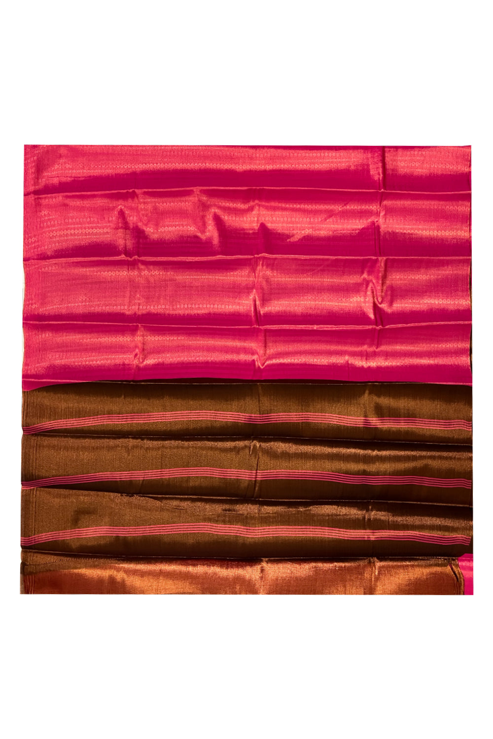 Southloom Cotton Silk Magenta Designer Saree with Copper Zari Motifs and Brown Pallu