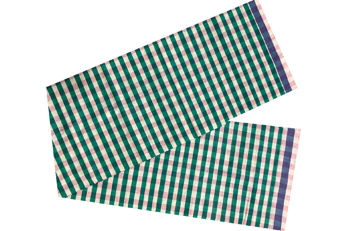 Southloom Premium Handloom Green and White Checkered Borderless Single Mundu (Lungi)