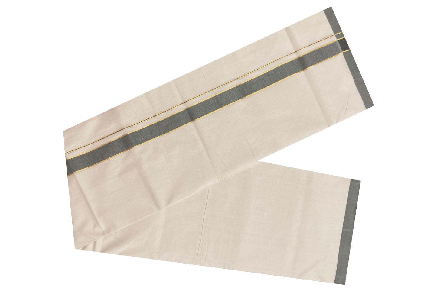 Southloom Balaramapuram Unakkupaavu Premium Handloom Mundu with Grey and Kasavu Border