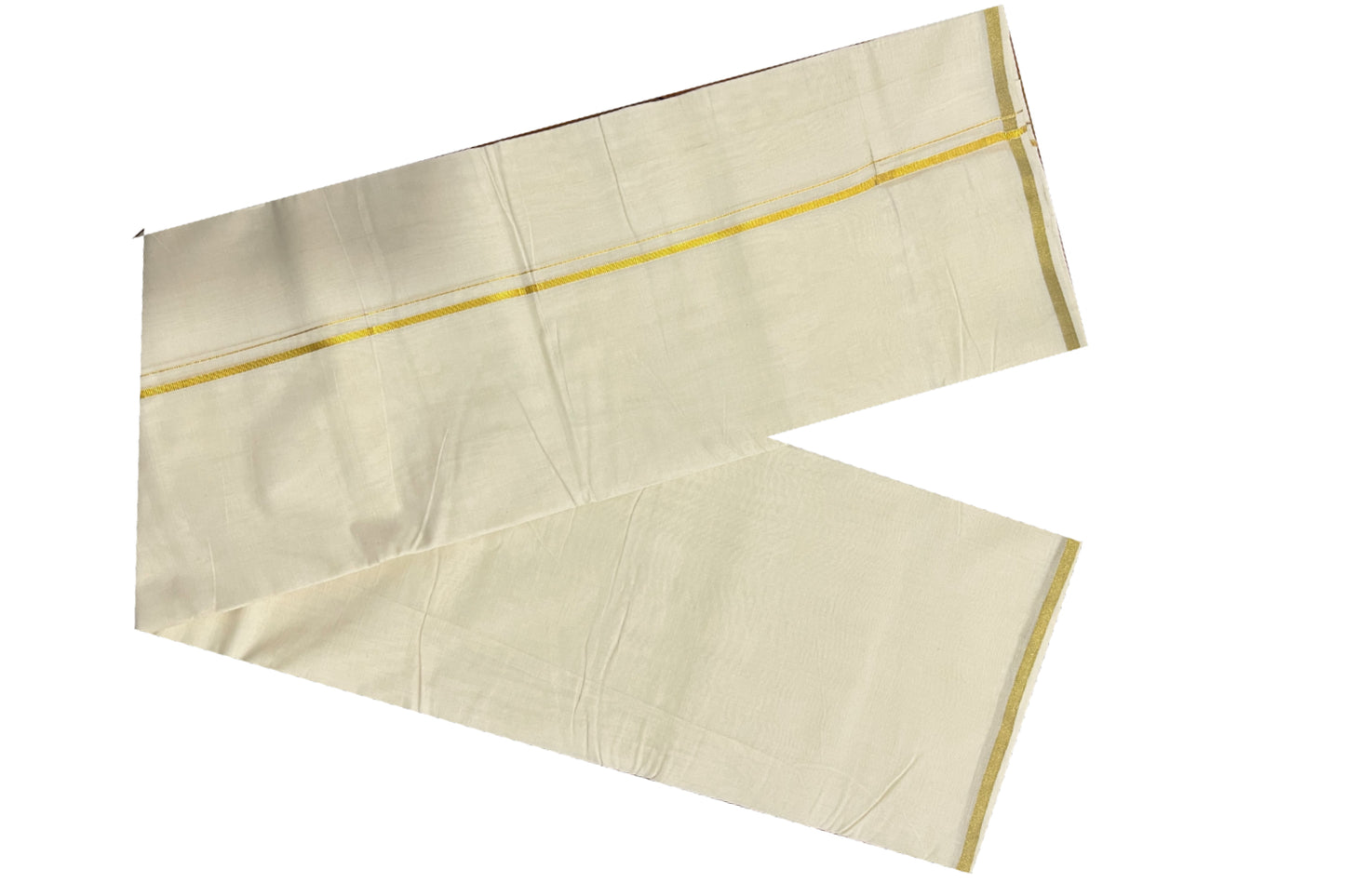 Off White Cotton Mundu with 1/4 inch Kasavu Kara (South Indian Dhoti)