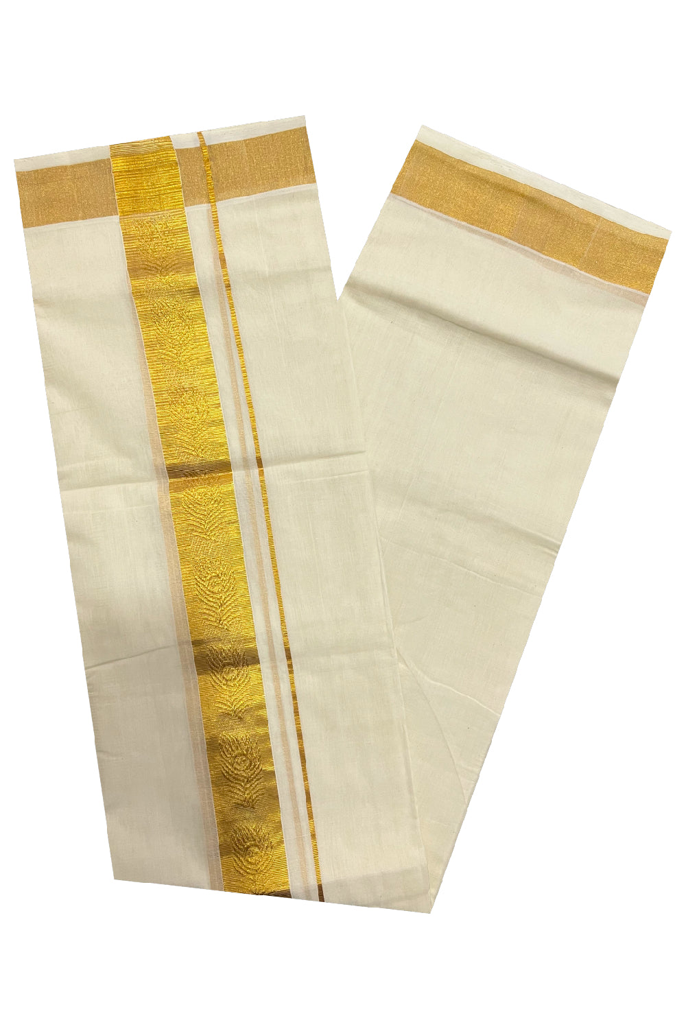 Southloom Premium Handloom Pure Cotton Wedding Mundu with Kasavu Woven Kara (South Indian Dhoti)