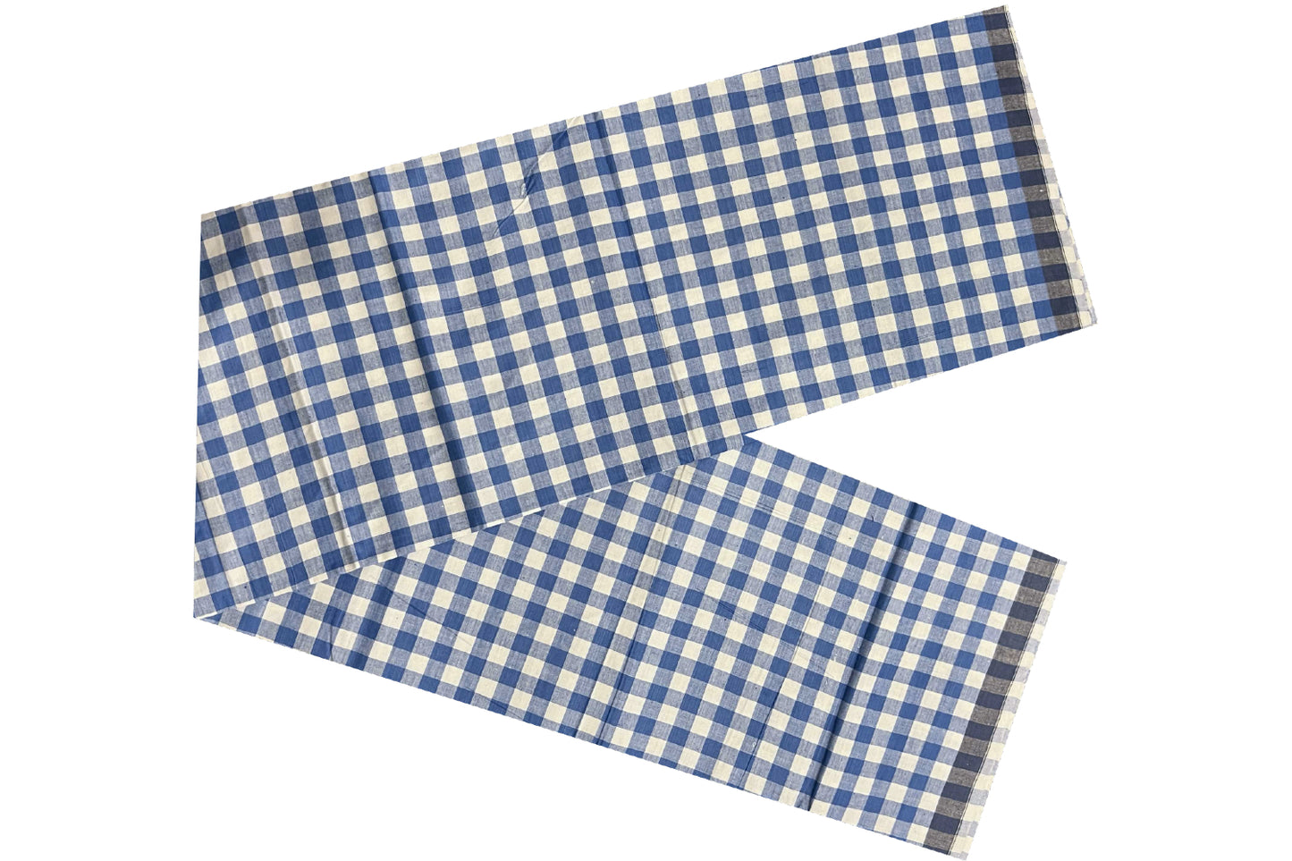 Southloom Premium Handloom Borderless Blue White Checkered Single Mundu (Lungi)