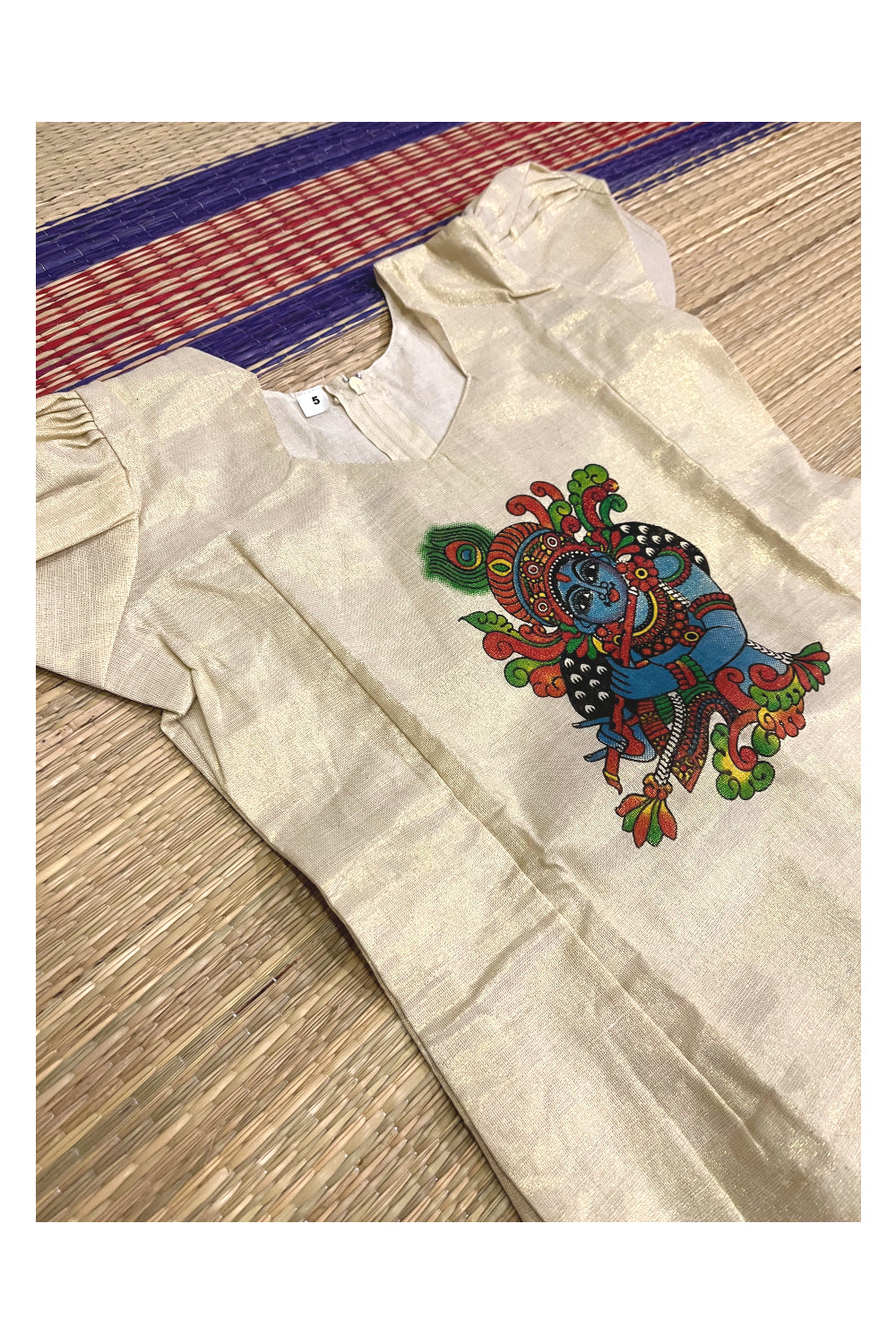 Southloom Kerala Pavada Blouse with Krishna Mural Design (Age - 5 Year)