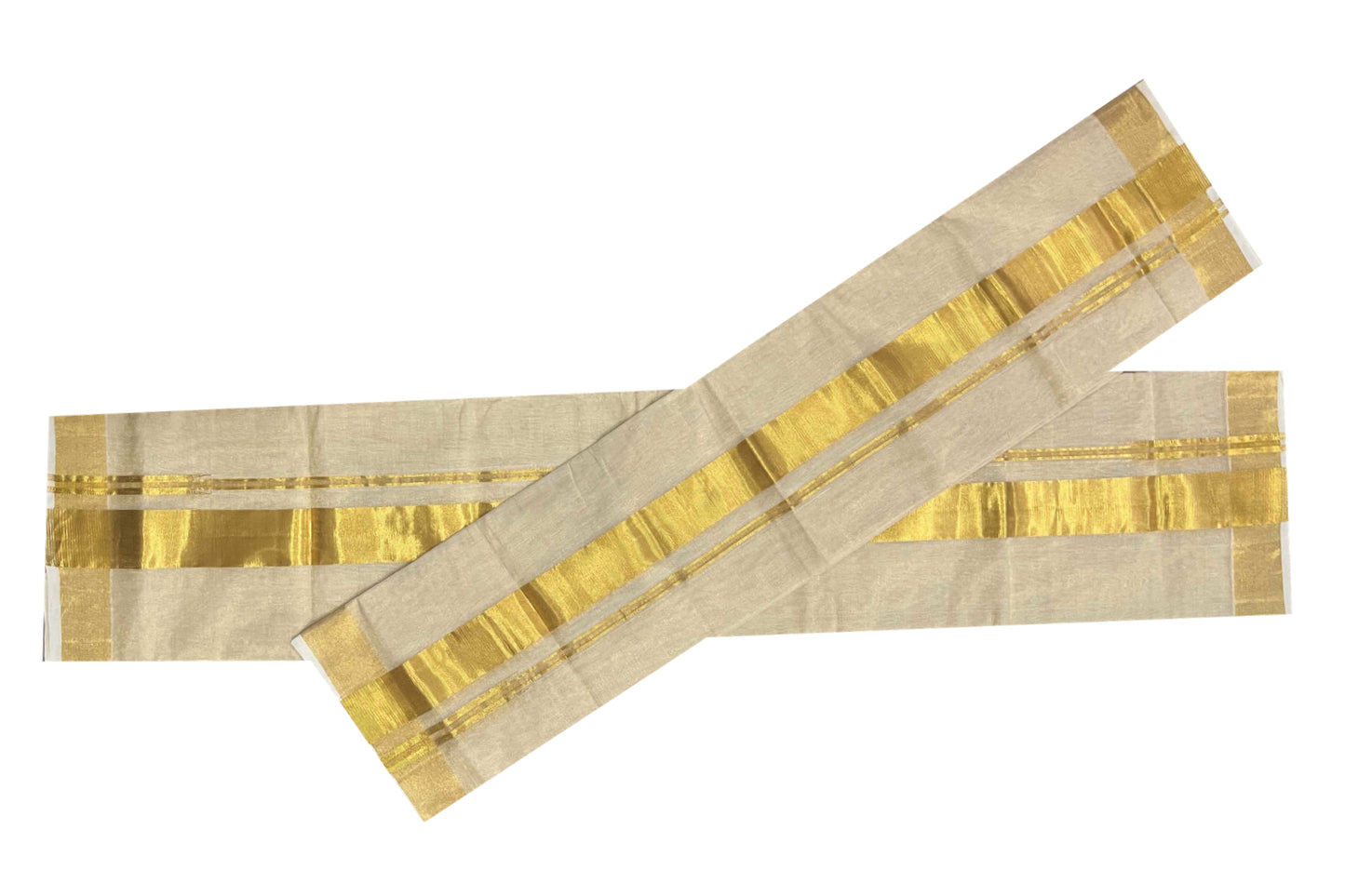 Southloom Premium Tissue Single Mundum Neriyathum (Set Mundu) with 2 inch Border 2.80 Mtrs