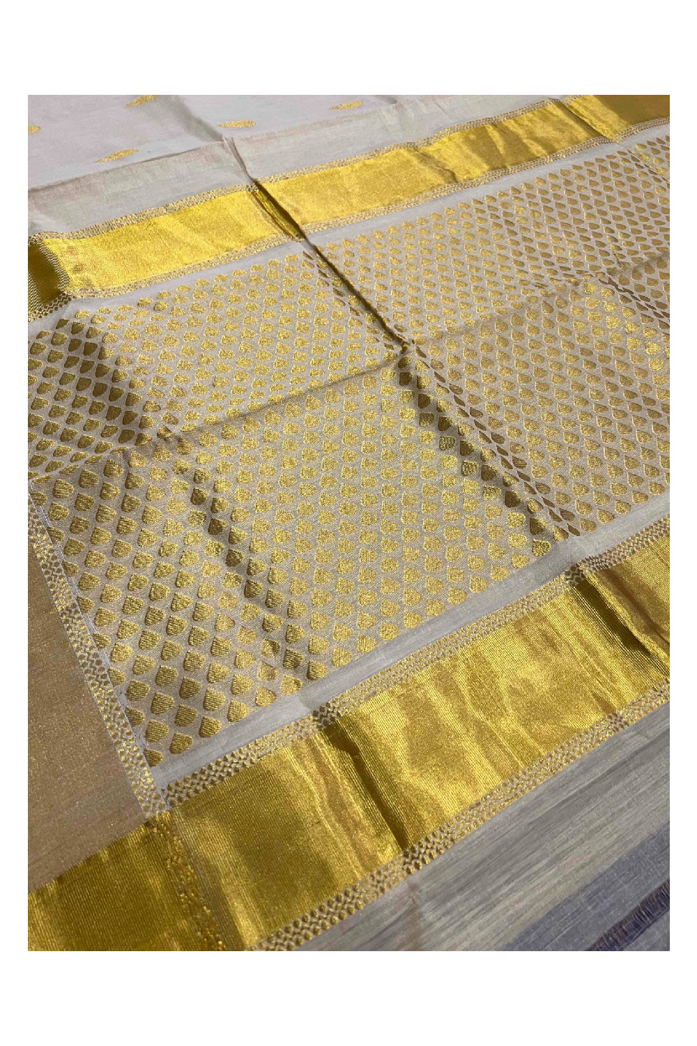 Southloom Premium Kuthampully Handloom Tissue Heavy Work Saree with Motifs